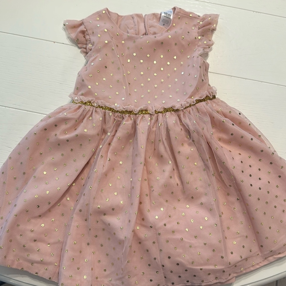 3/$30 carters gold and rose tutu dress 18m
